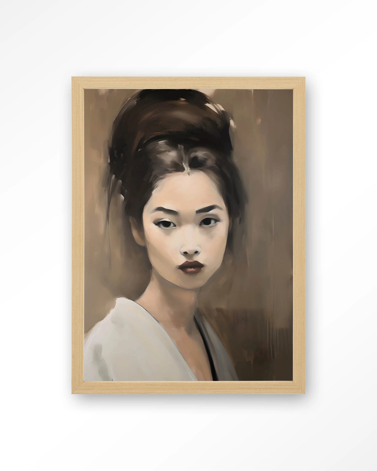 Adakachi – portret van een Aziatische vrouw – Art print – Hout naturel