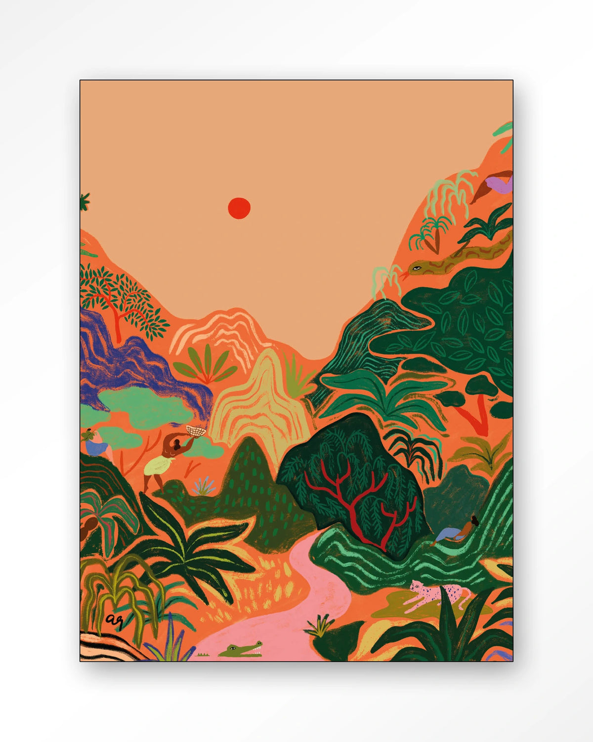 Hidden Paradise – tropisch junglelandschap – Wandkleed – Frame – zwart