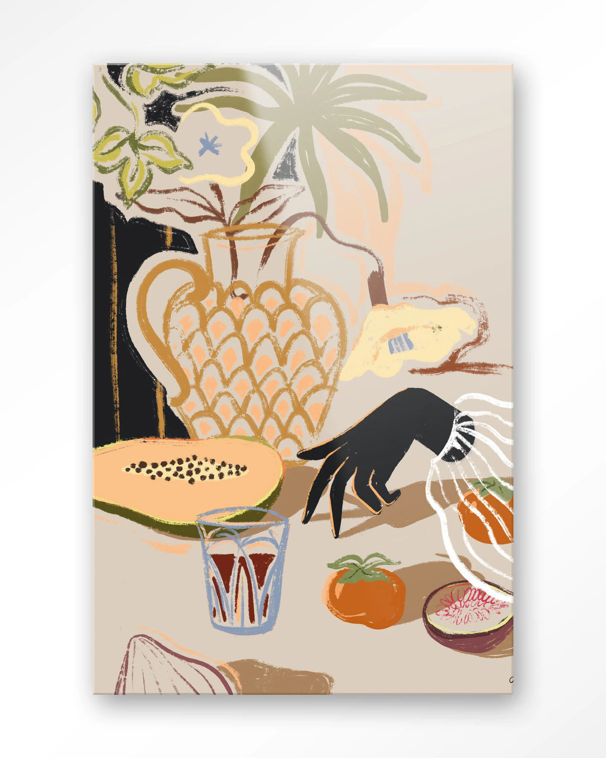 Fruitful Spread – stilleven met fruit en vaas – Glas – Blinde montage