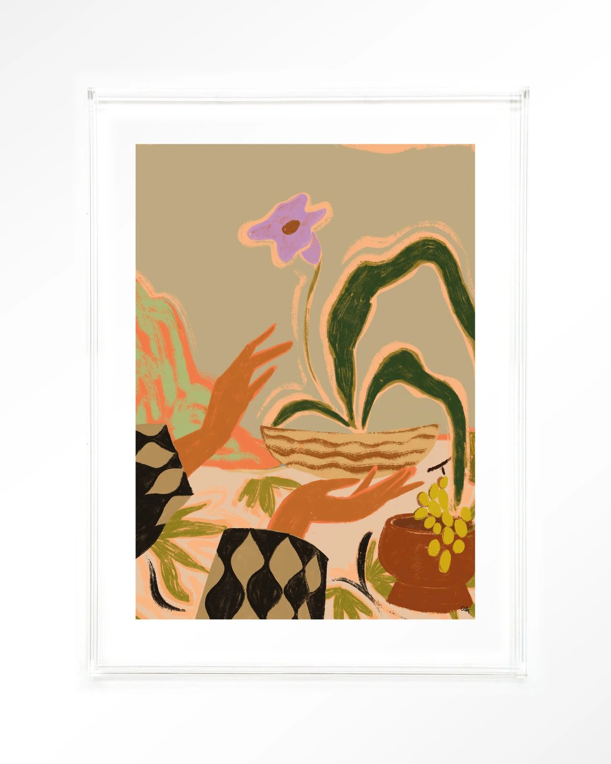 The Power of One – handen met plant en druiven – Art print – Acryl doorzichtig