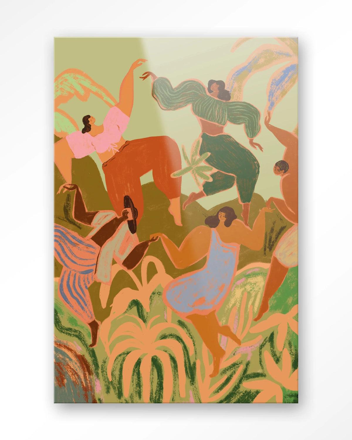 Spring Frolic – dansende vrouwen tussen planten – Glas – Blinde montage