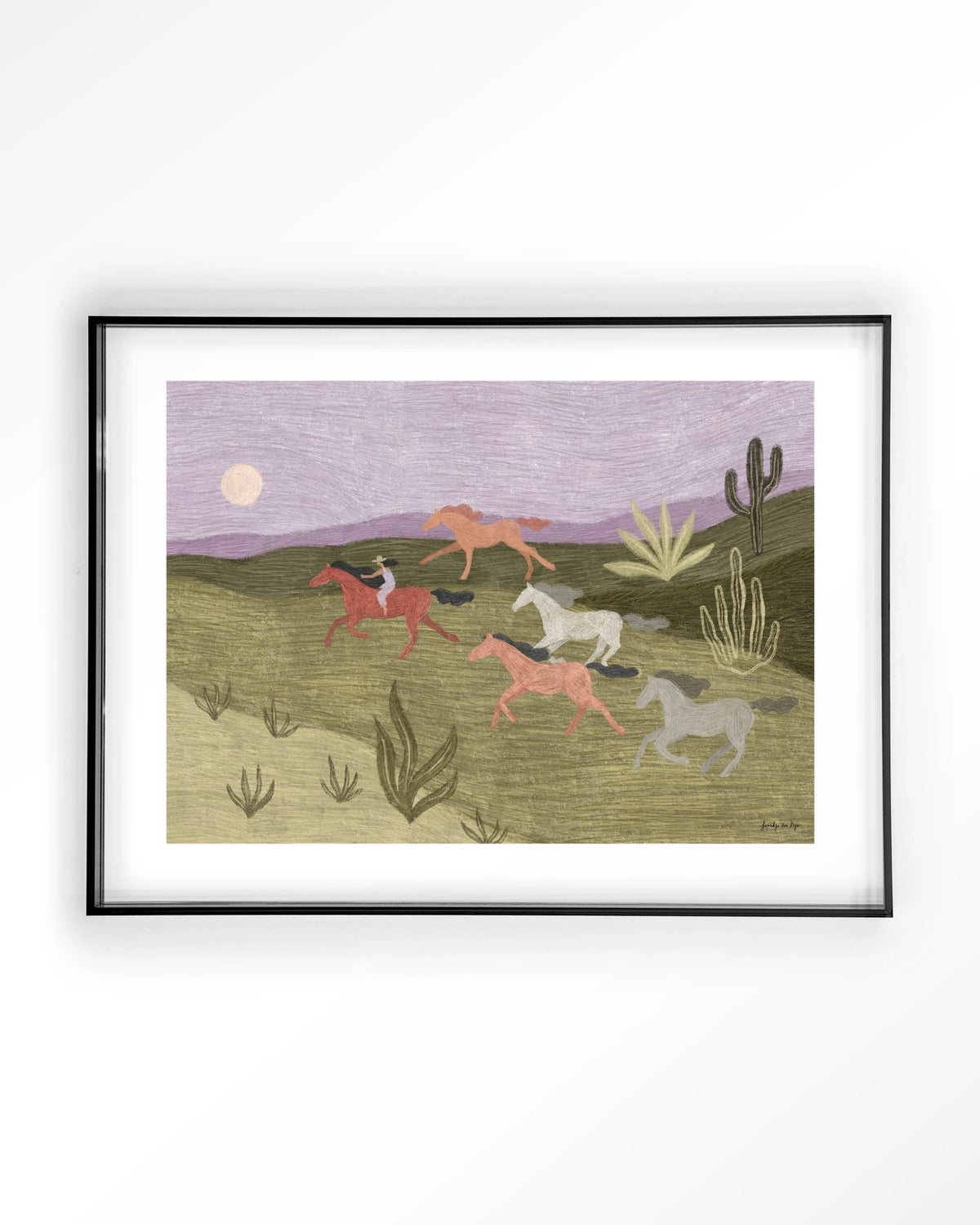 Running Horses – rennende paarden in woestijn – Art print – Acryl zwart
