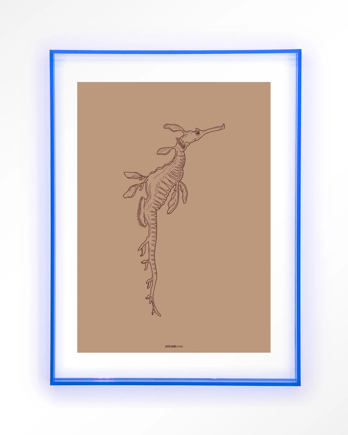 Lau Lau – zeedraakje lijntekening – Art print – Acryl lichtblauw