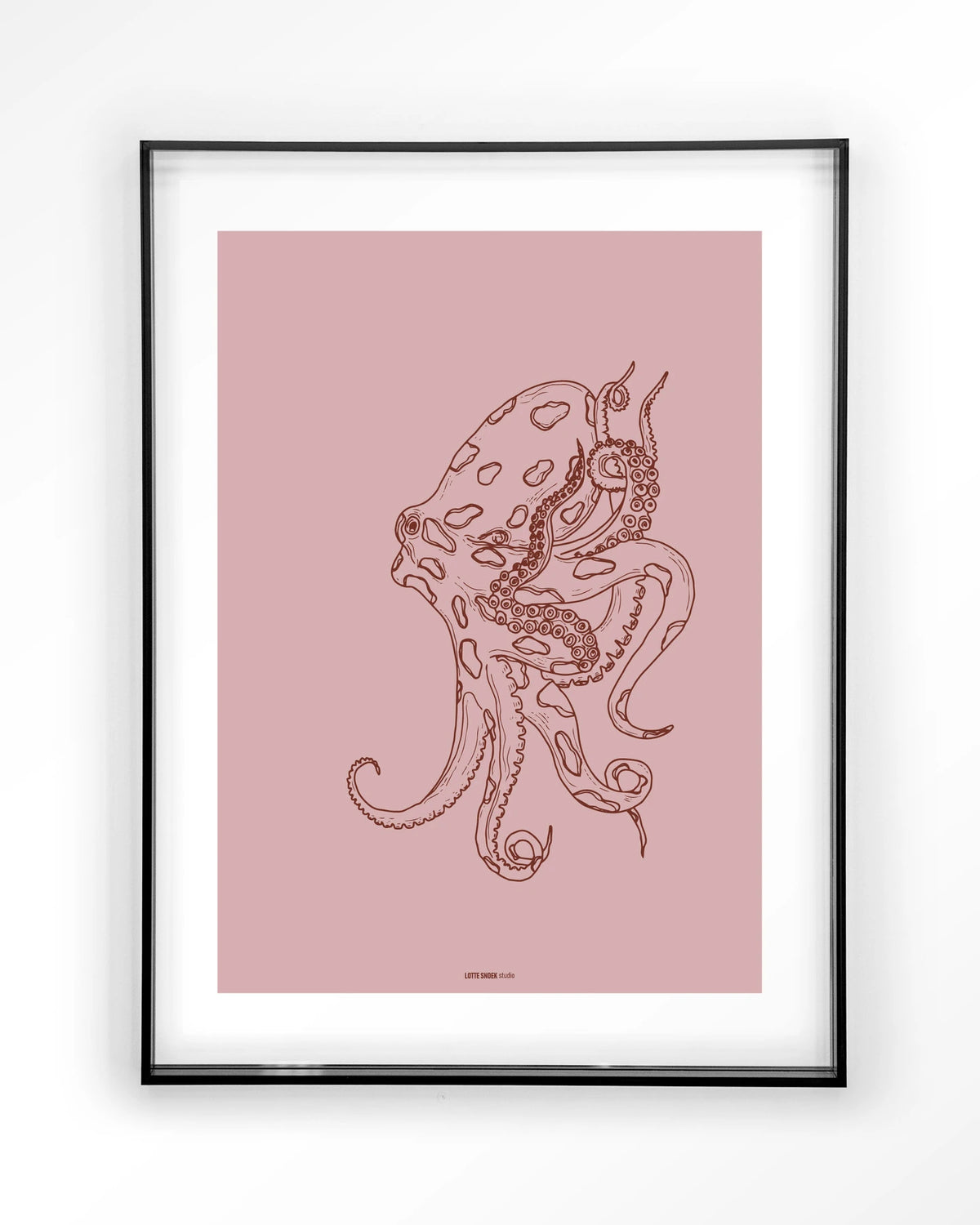 Polypus – octopus in lijntekening – Art print – Acryl zwart