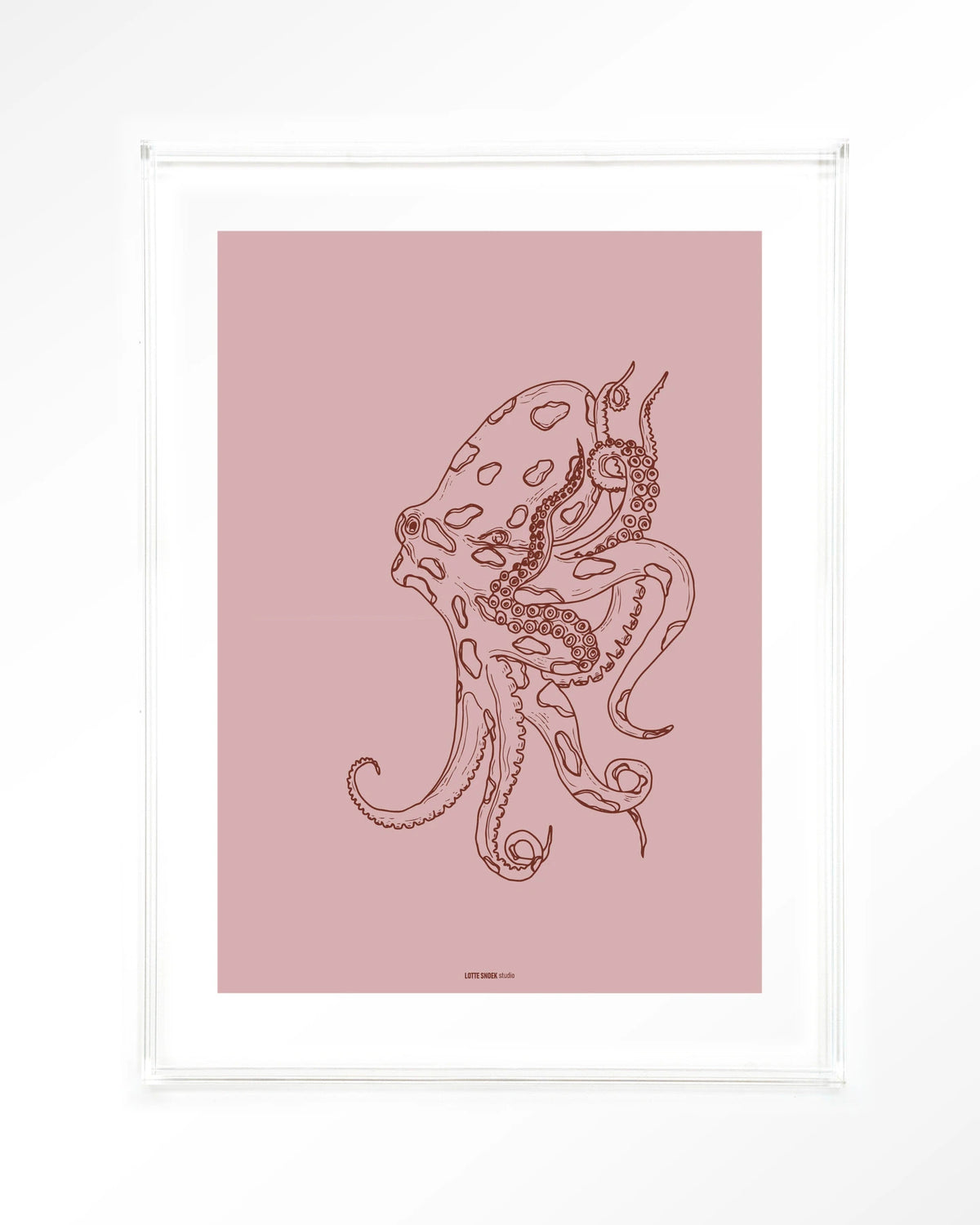 Polypus – octopus in lijntekening – Art print – Acryl doorzichtig