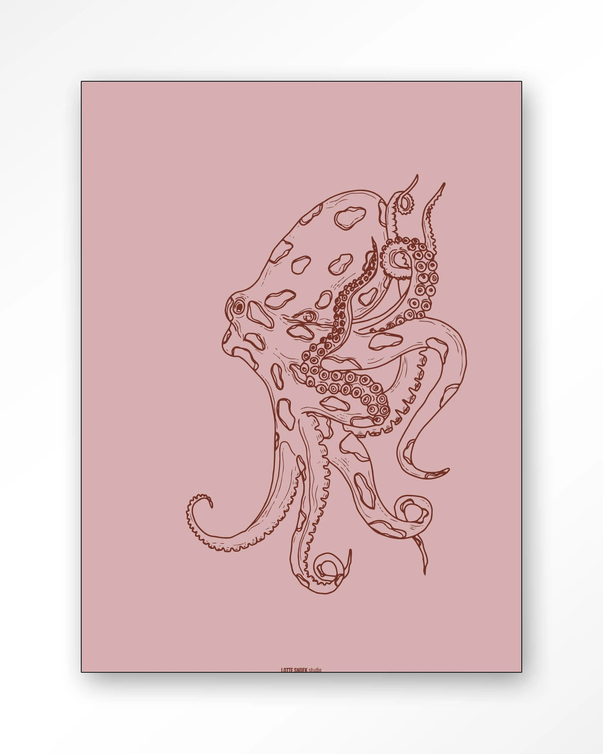 Polypus – octopus in lijntekening – Wandkleed – Frame – zwart