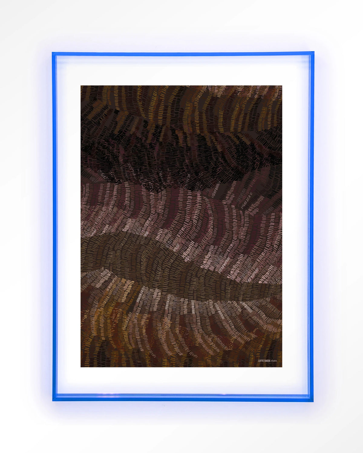 Olanan – abstract structuur in bruintinten – Art print – Acryl lichtblauw