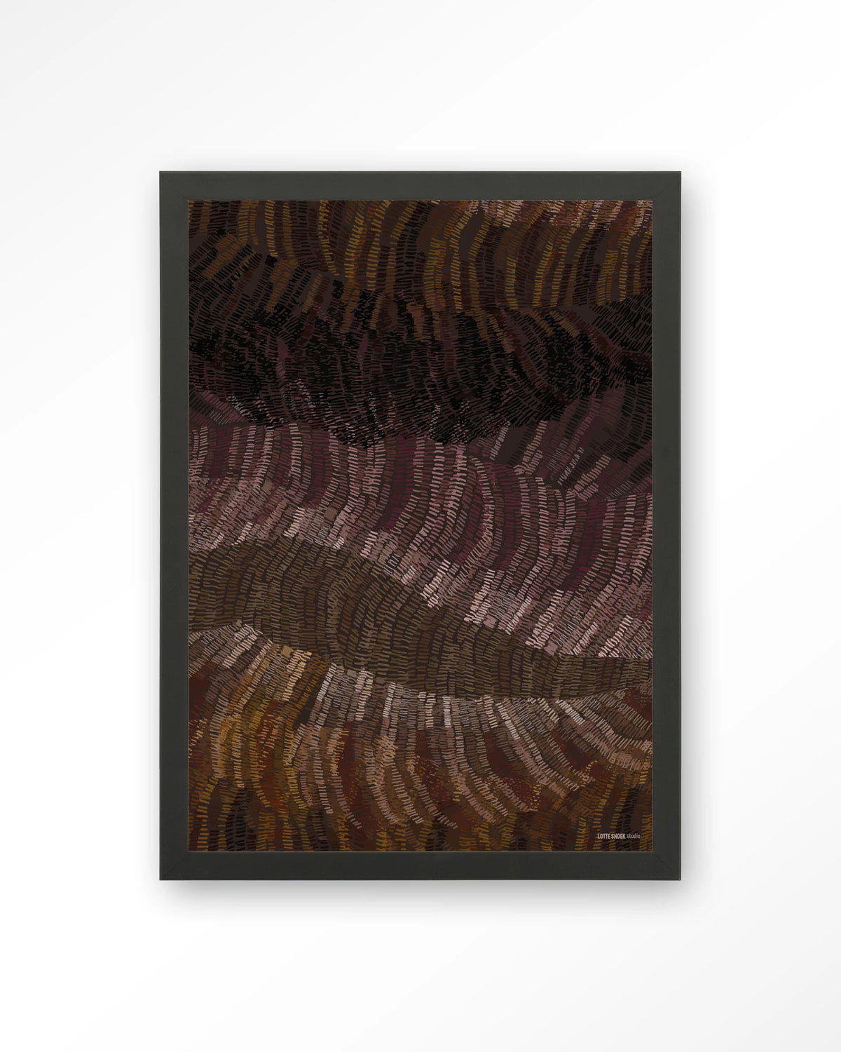 Olanan – abstract structuur in bruintinten – Art print – Hout zwart
