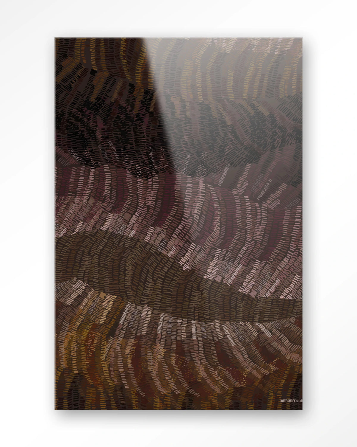 Olanan – abstract structuur in bruintinten – Glas – Blinde montage