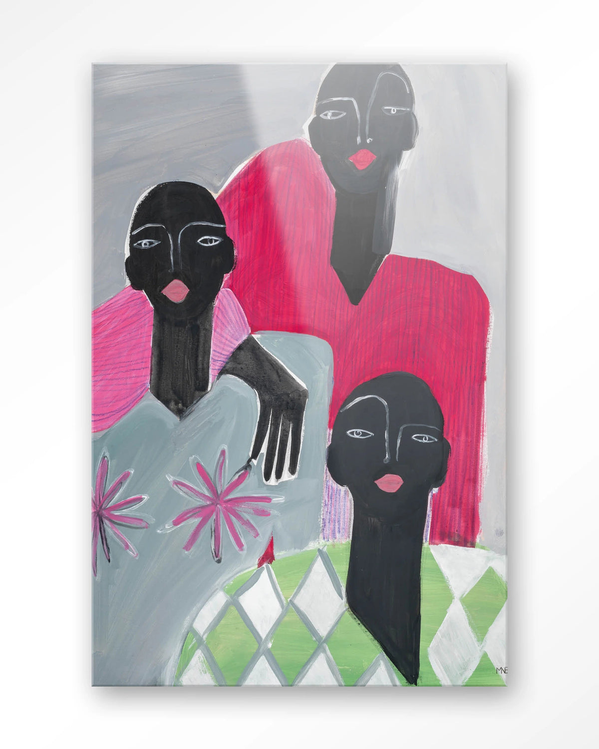 We Are Family – drie vrouwen in roze en grijs – Glas – Blinde montage