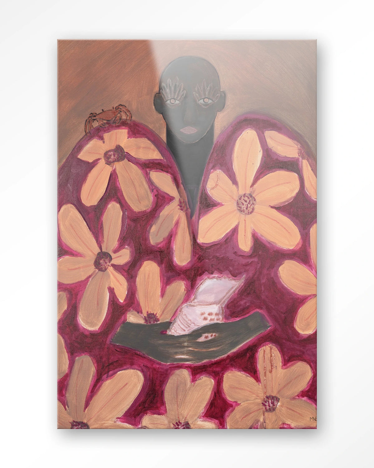 Borrowed Home – figuur met oranje bloemen – Glas – Blinde montage