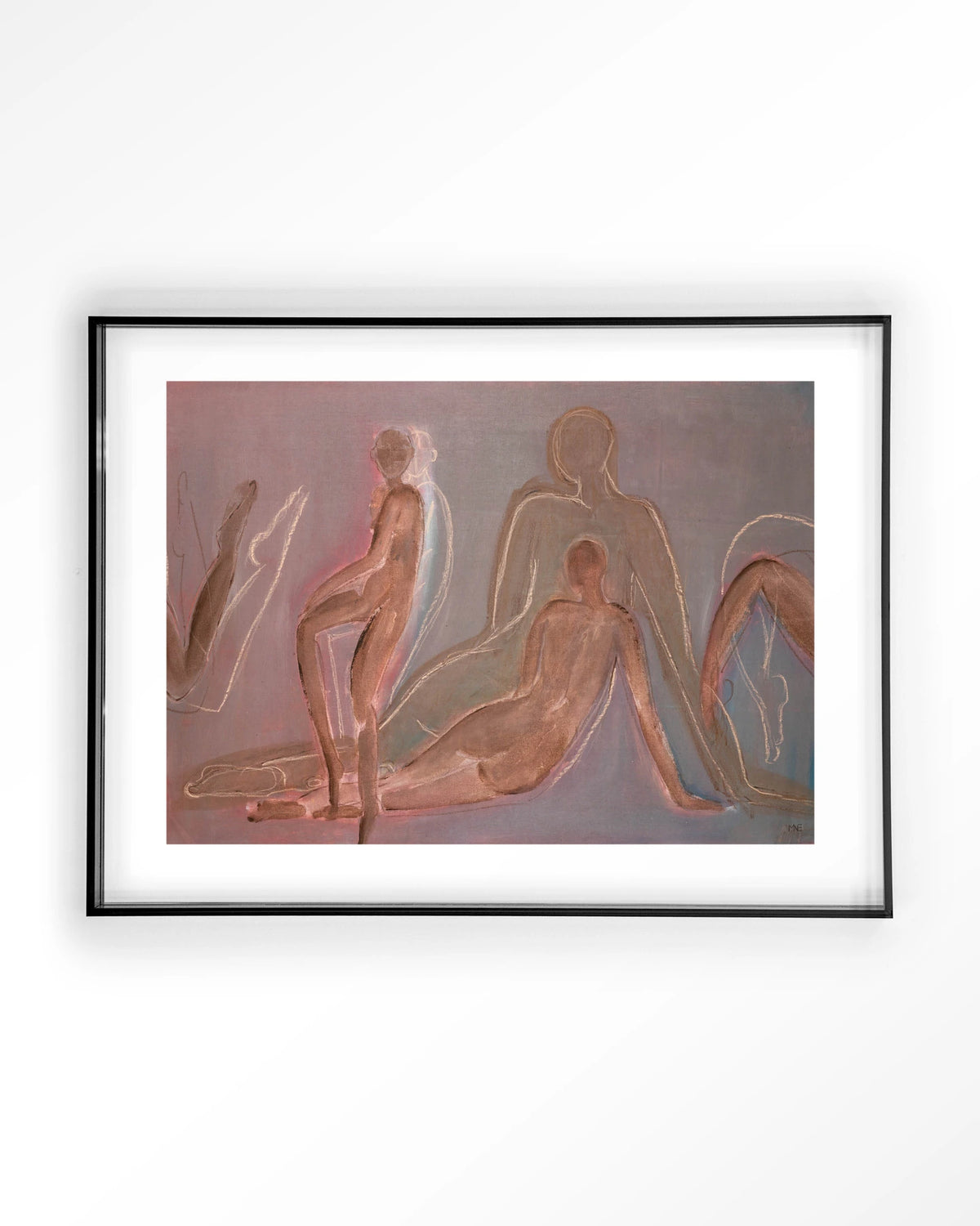 Line of Action Study – figuurstudie van naakten – Art print – Acryl zwart