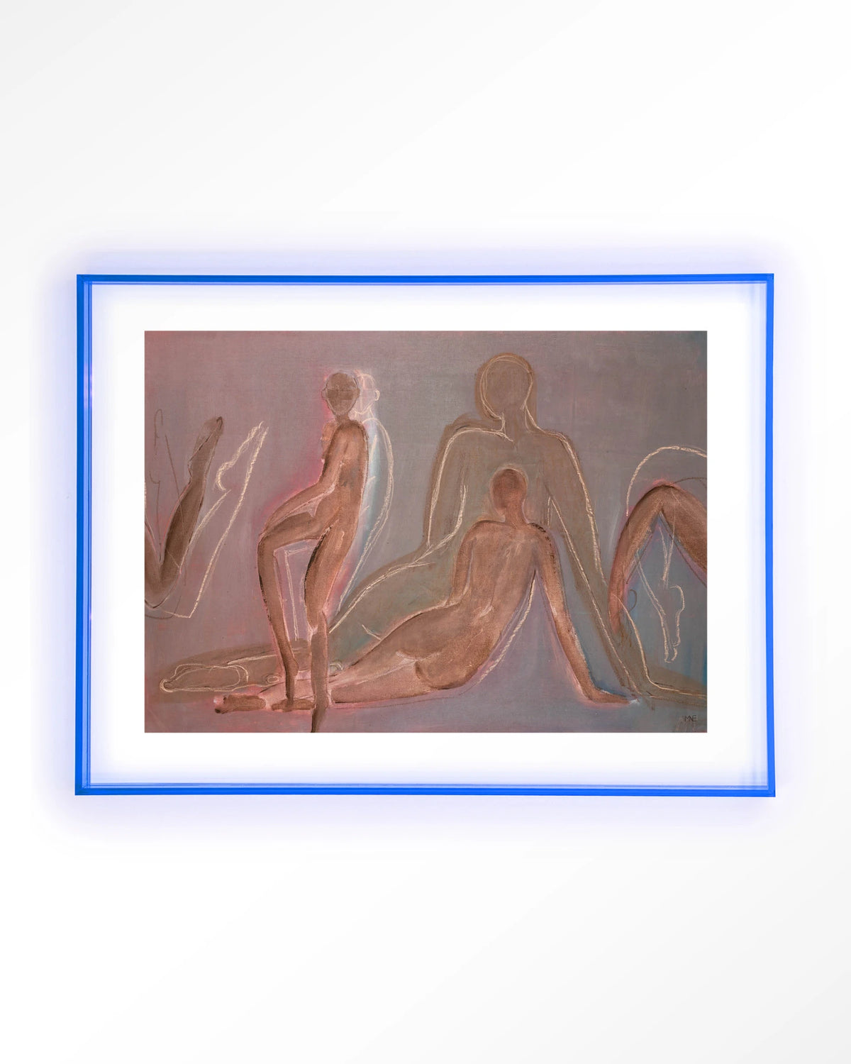 Line of Action Study – figuurstudie van naakten – Art print – Acryl lichtblauw