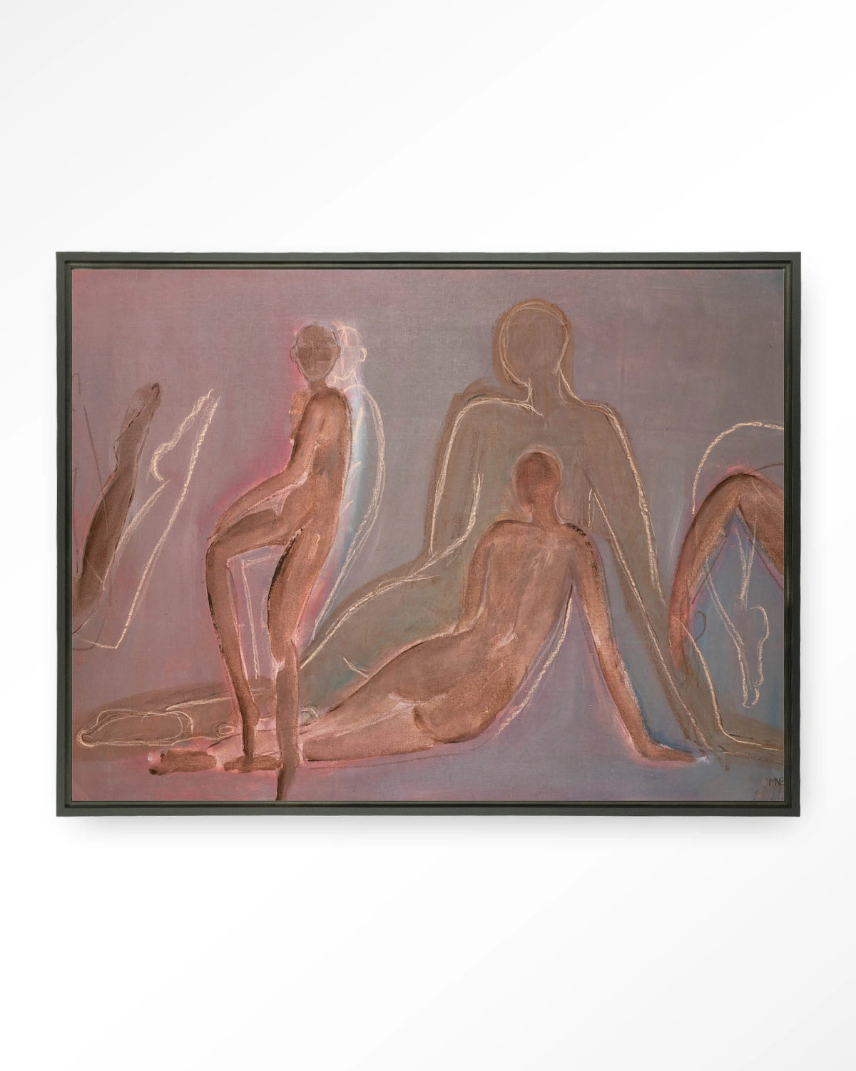 Line of Action Study – figuurstudie van naakten – Wandkleed – Floating frame – zwart
