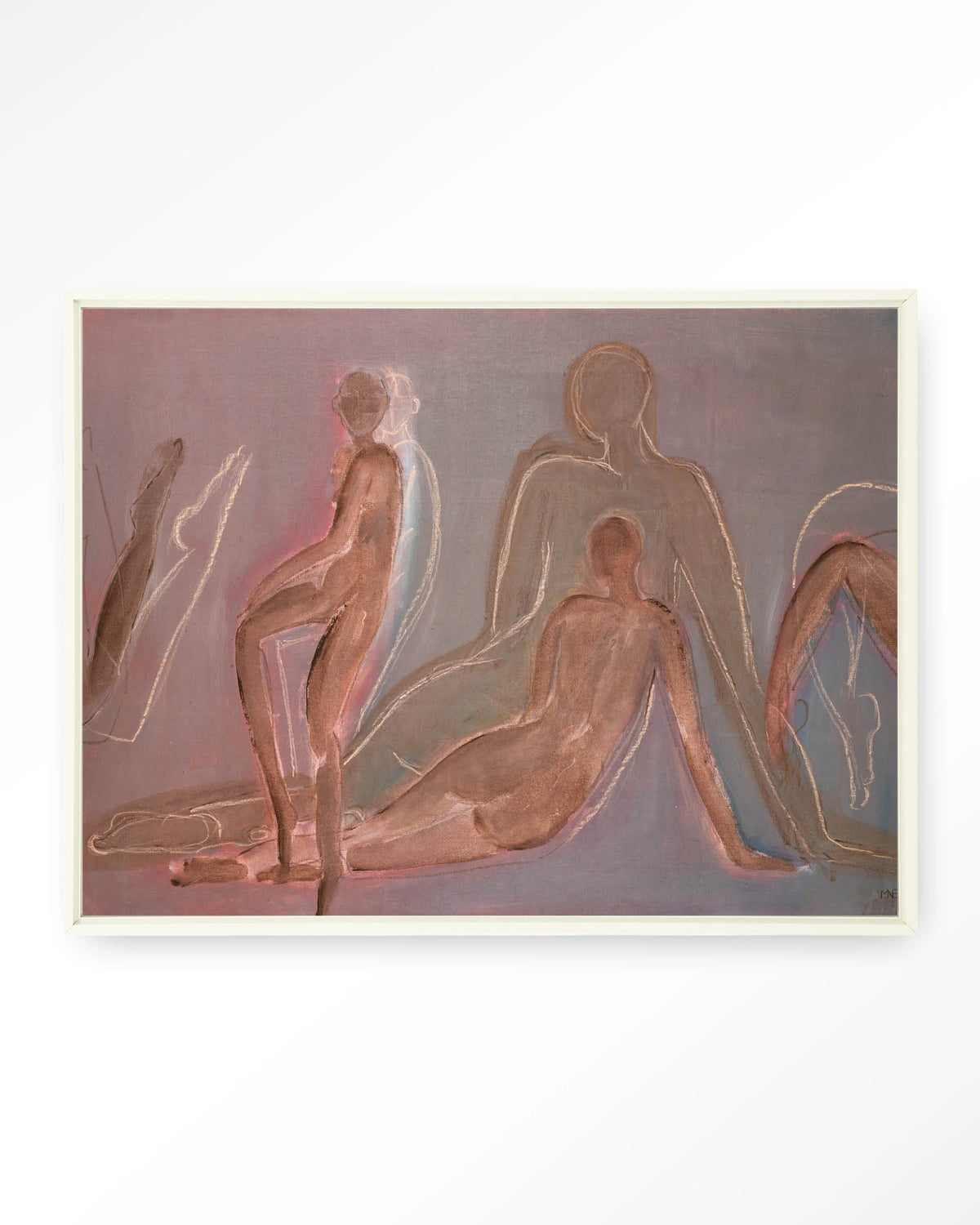 Line of Action Study – figuurstudie van naakten – Wandkleed – Floating frame – wit