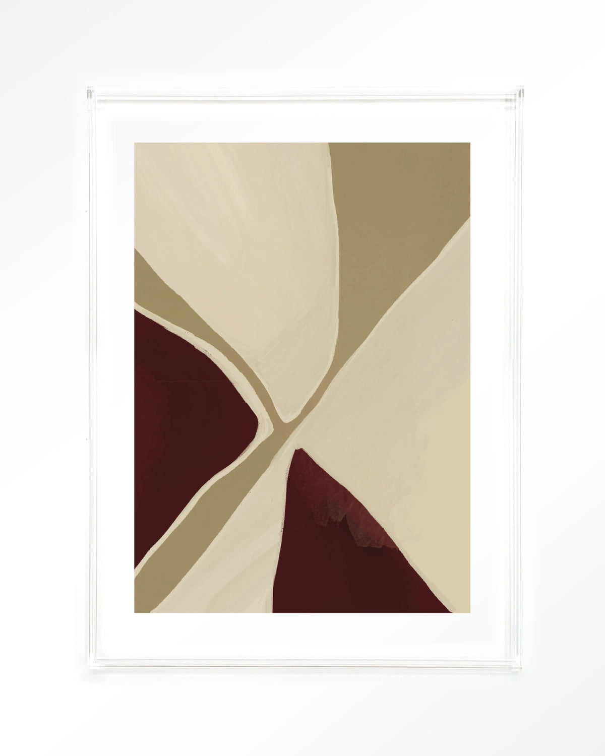 Pandora – abstract in beige en bordeaux – Art print – Acryl doorzichtig
