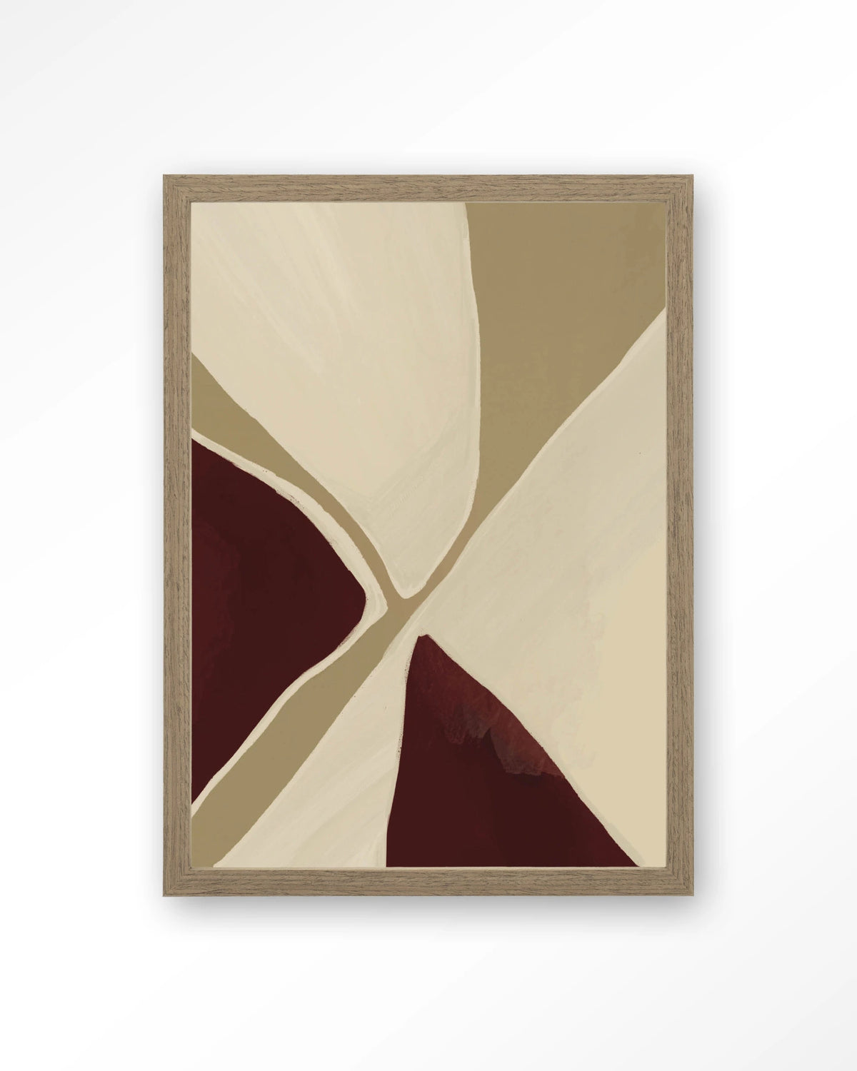 Pandora – abstract in beige en bordeaux – Art print – Hout bruin