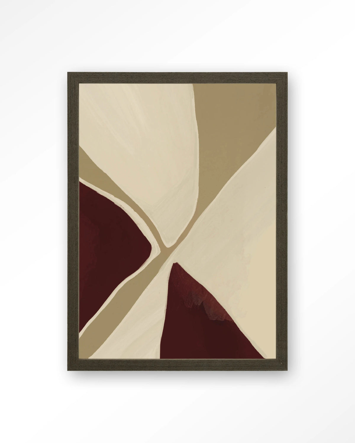 Pandora – abstract in beige en bordeaux – Art print – Hout donkerbruin