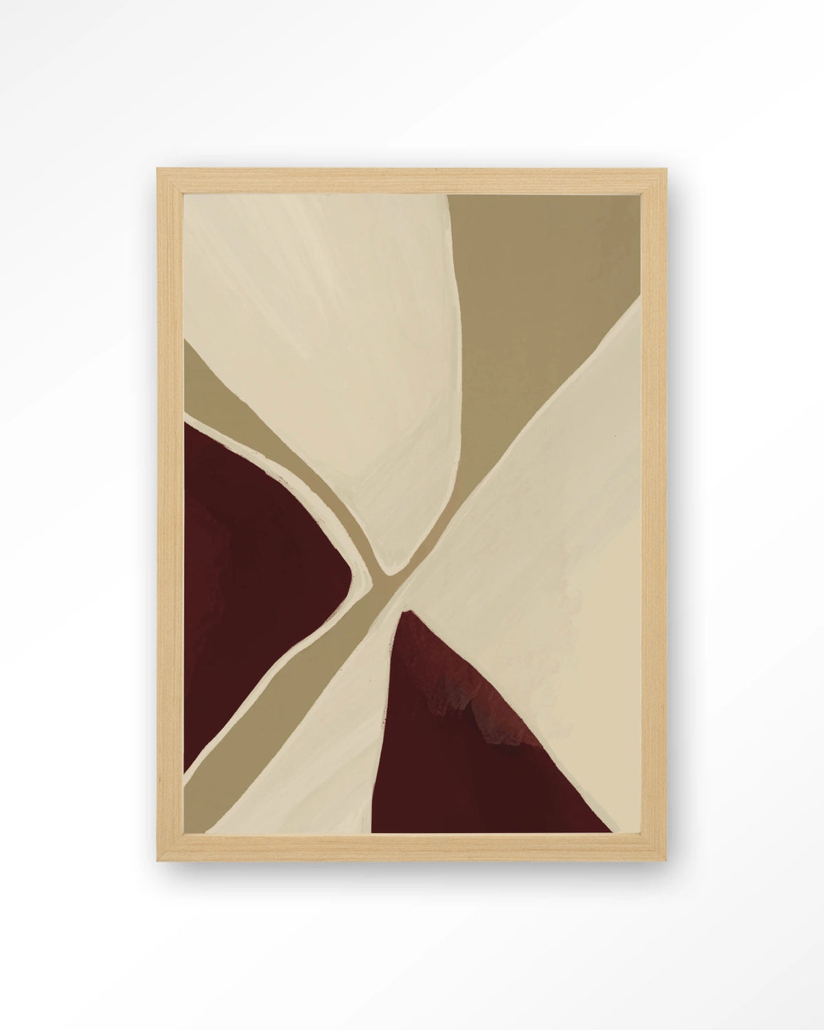 Pandora – abstract in beige en bordeaux – Art print – Hout naturel