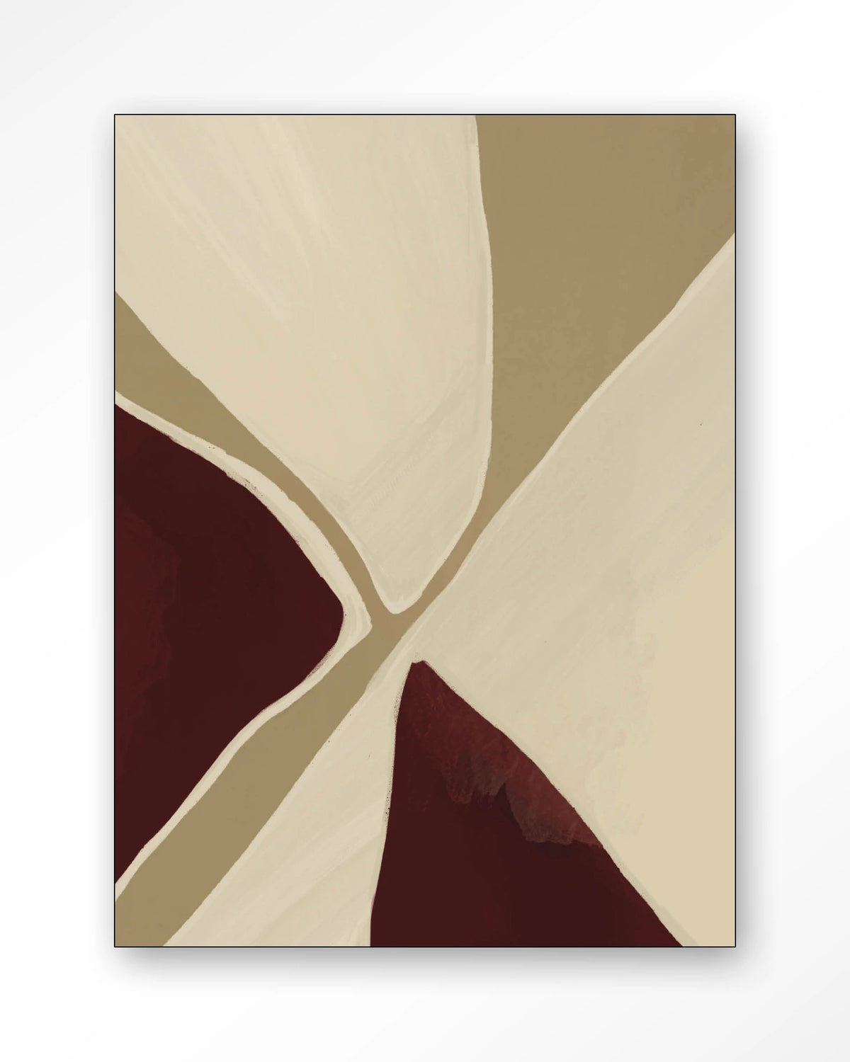 Pandora – abstract in beige en bordeaux – Wandkleed – Frame – zwart