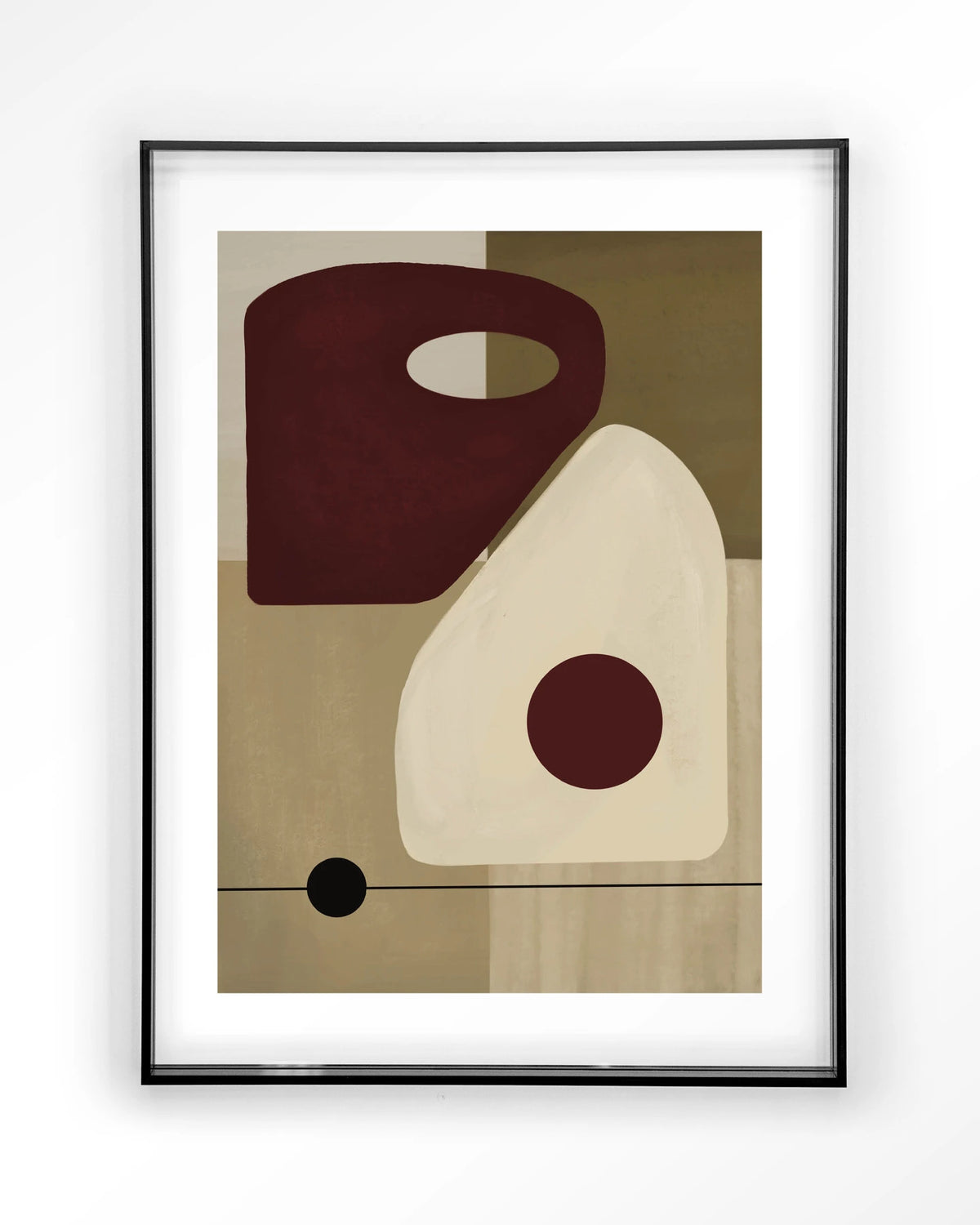 Polished – abstract in beige en bordeaux – Art print – Acryl zwart