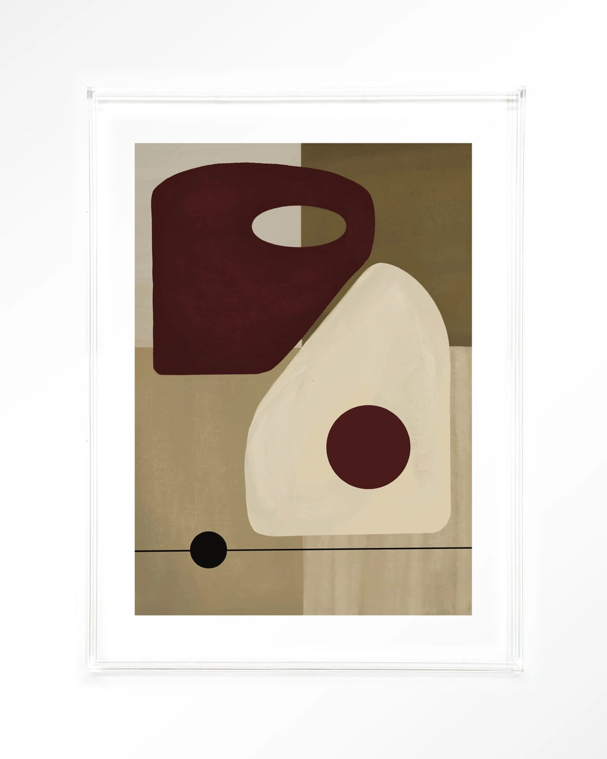 Polished – abstract in beige en bordeaux – Art print – Acryl doorzichtig