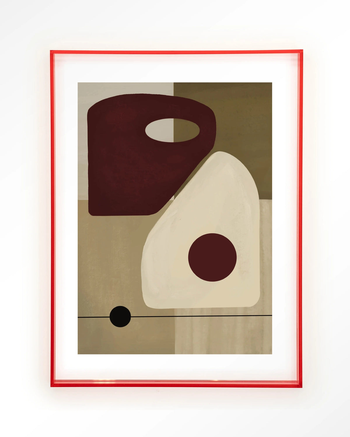 Polished – abstract in beige en bordeaux – Art print – Acryl roze
