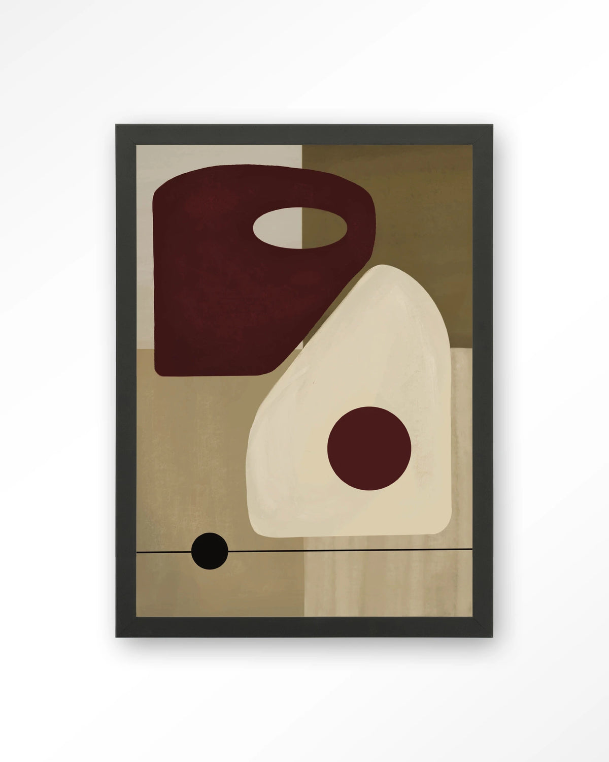 Polished – abstract in beige en bordeaux – Art print – Hout zwart