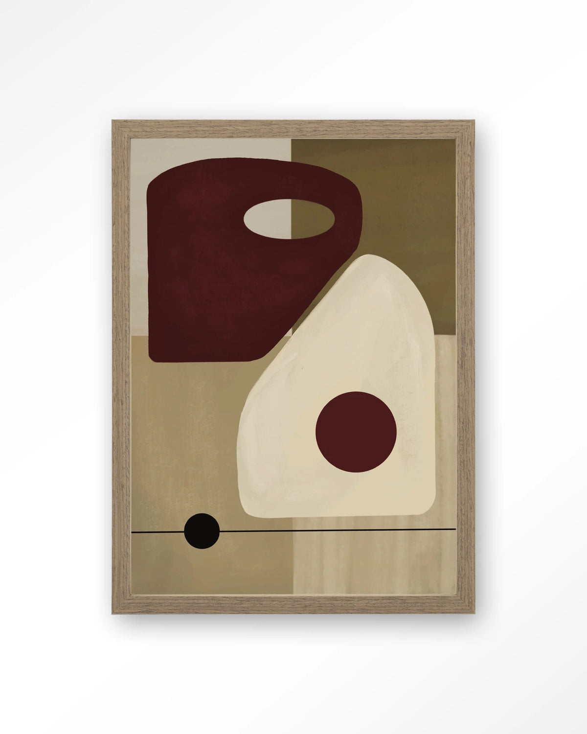 Polished – abstract in beige en bordeaux – Art print – Hout bruin