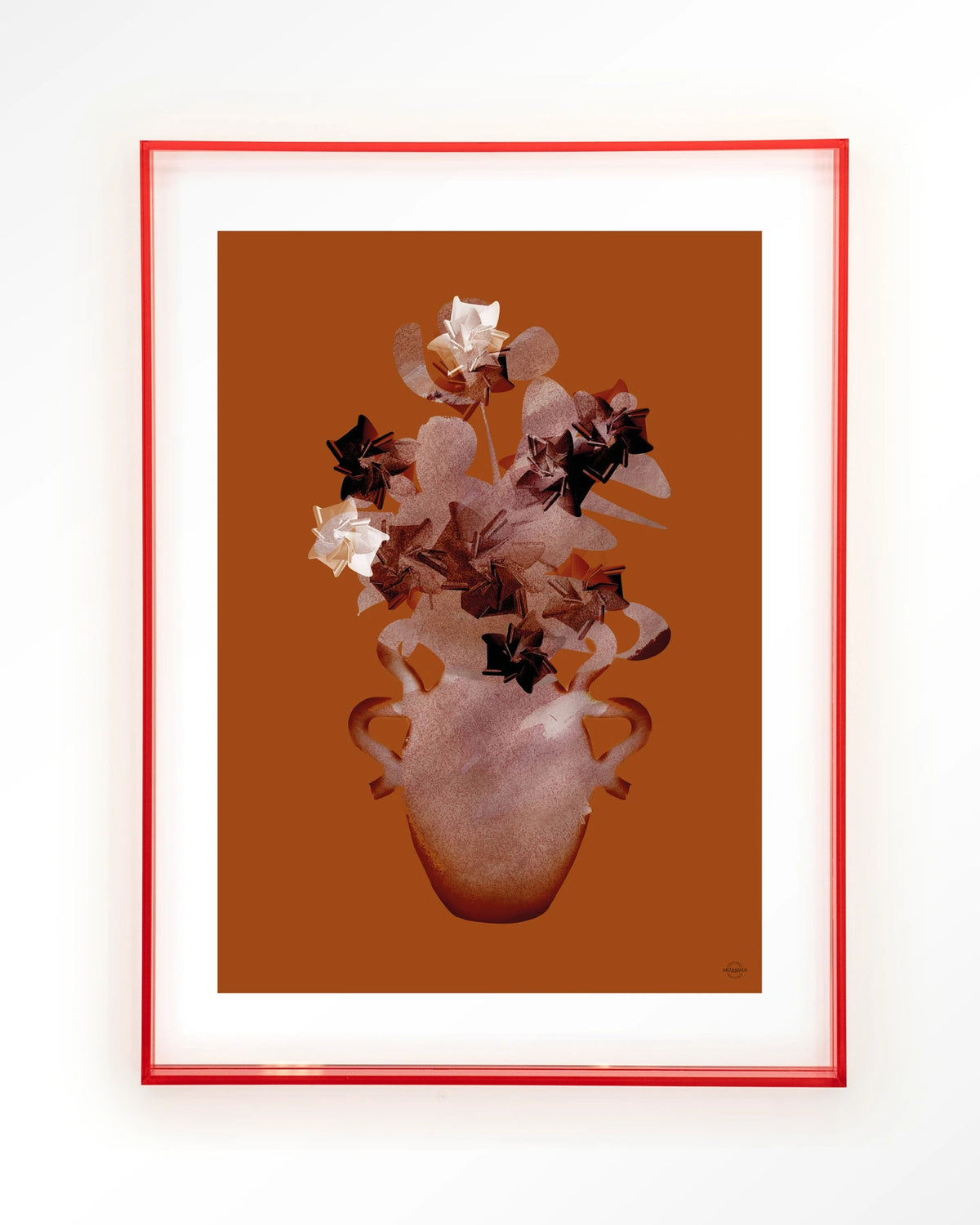 Amphora Flowers – bloemen in terracotta vaas – Art print – Acryl roze