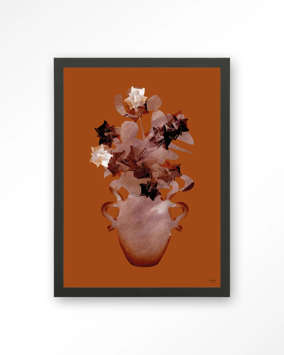 Amphora Flowers – bloemen in terracotta vaas – Art print – Hout zwart