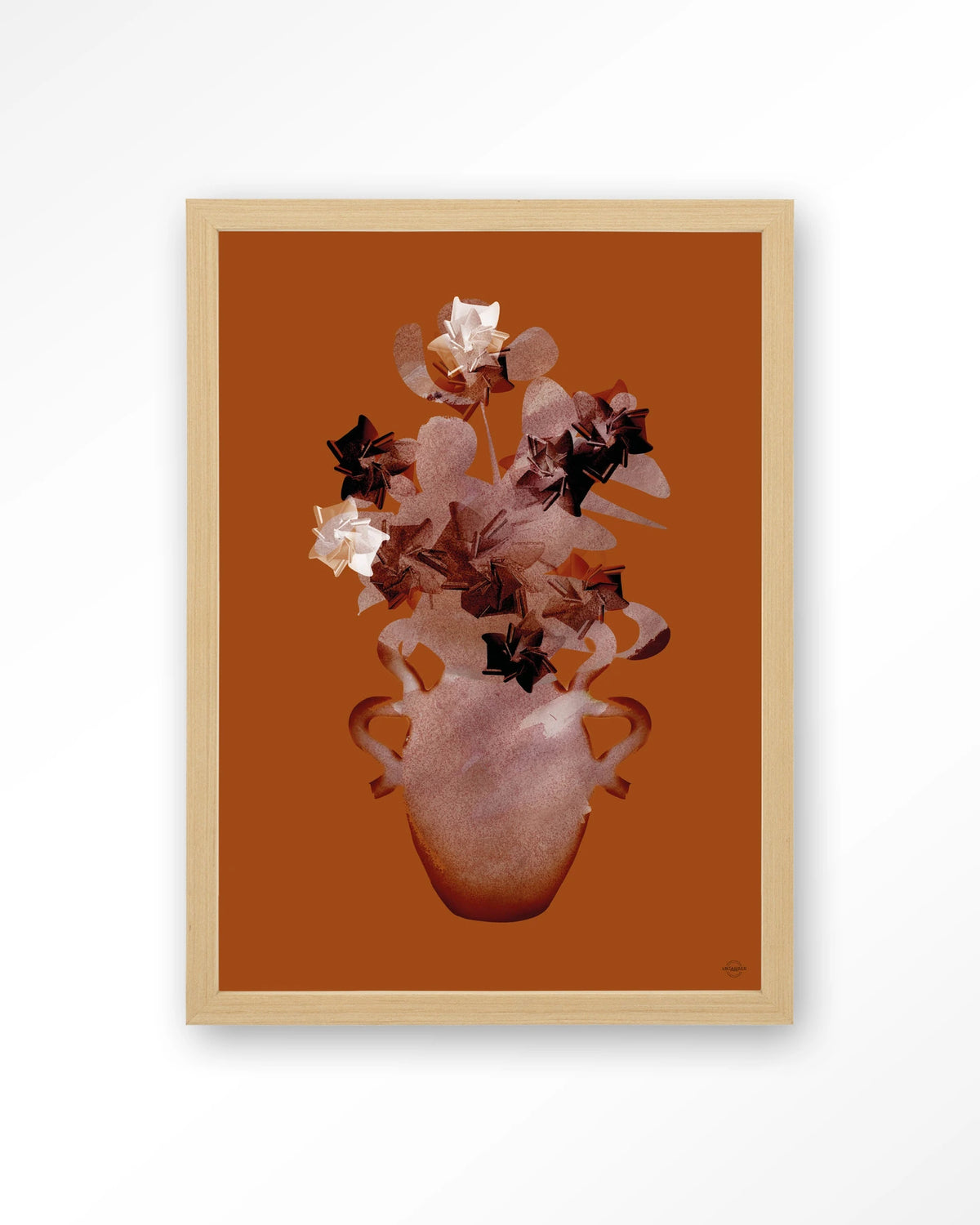 Amphora Flowers – bloemen in terracotta vaas – Art print – Hout naturel