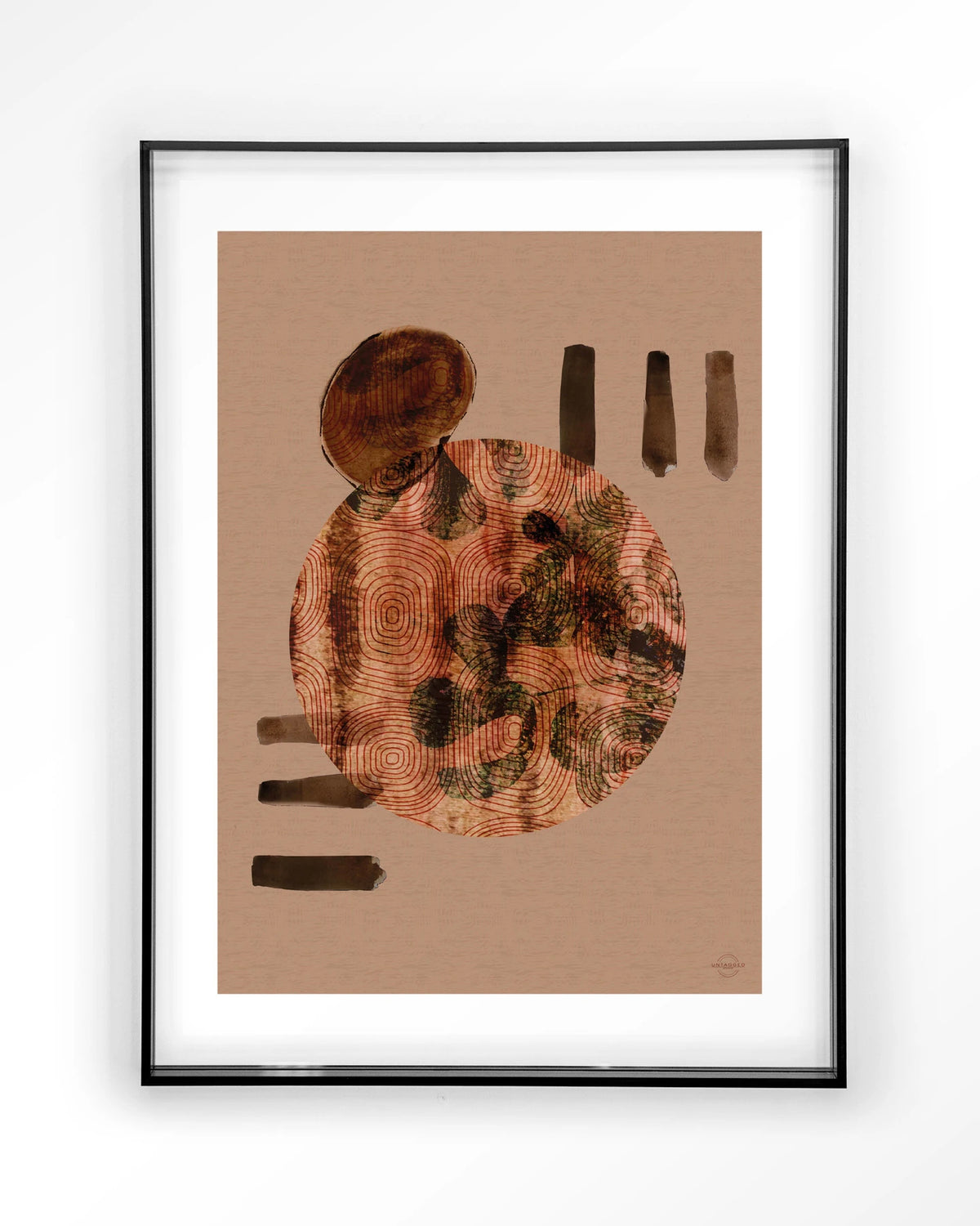 Wabi-Sabi Lifelines – abstract cirkel in terracotta – Art print – Acryl zwart