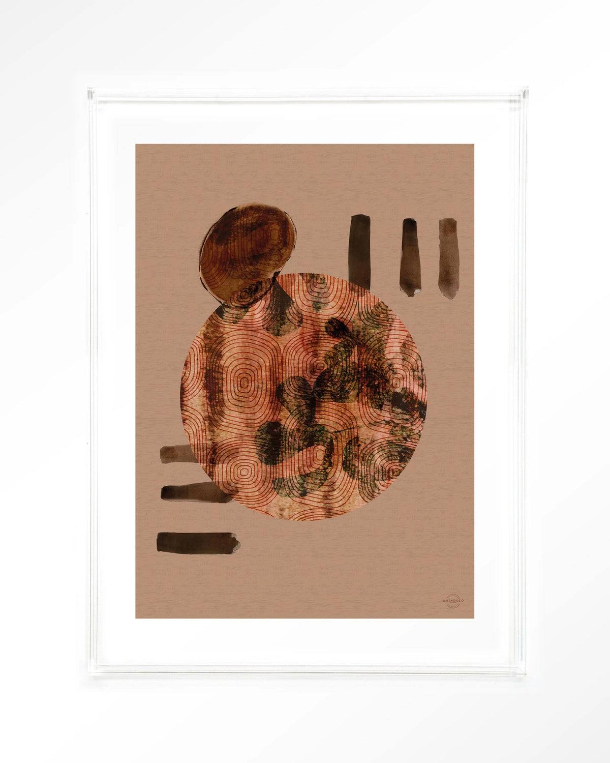 Wabi-Sabi Lifelines – abstract cirkel in terracotta – Art print – Acryl doorzichtig
