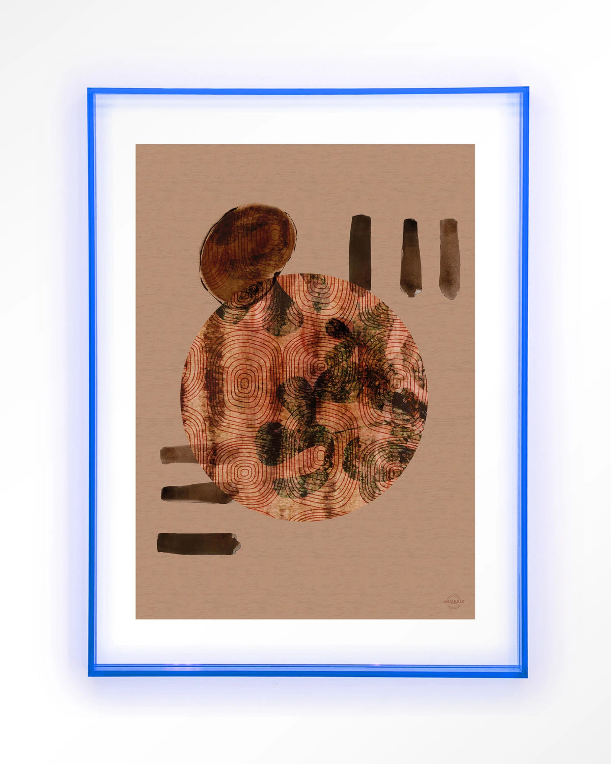 Wabi-Sabi Lifelines – abstract cirkel in terracotta – Art print – Acryl lichtblauw