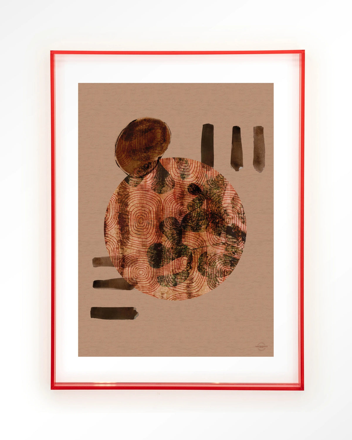 Wabi-Sabi Lifelines – abstract cirkel in terracotta – Art print – Acryl roze