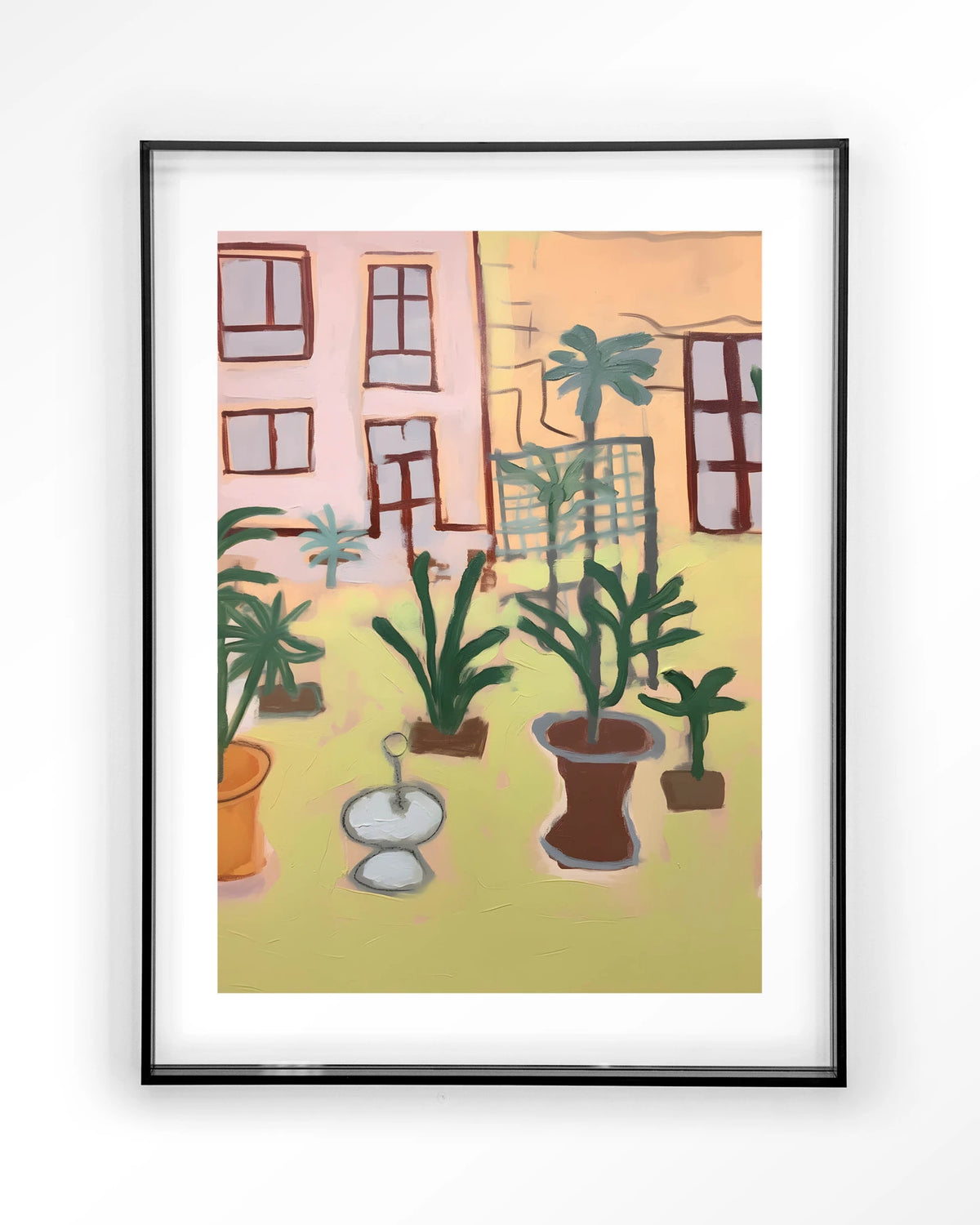 Boa Vista – potplanten in tuin – Art print – Acryl zwart