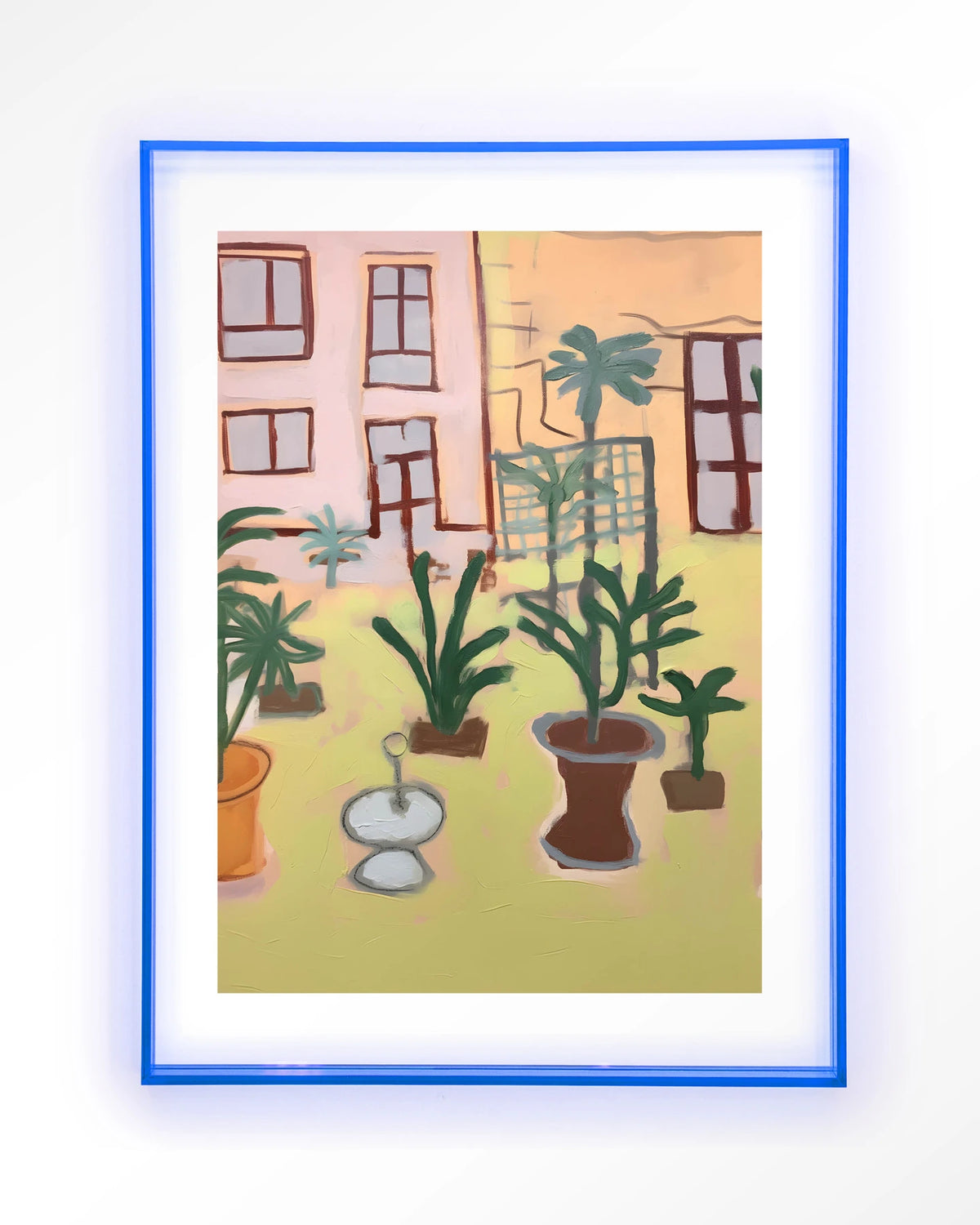Boa Vista – potplanten in tuin – Art print – Acryl lichtblauw