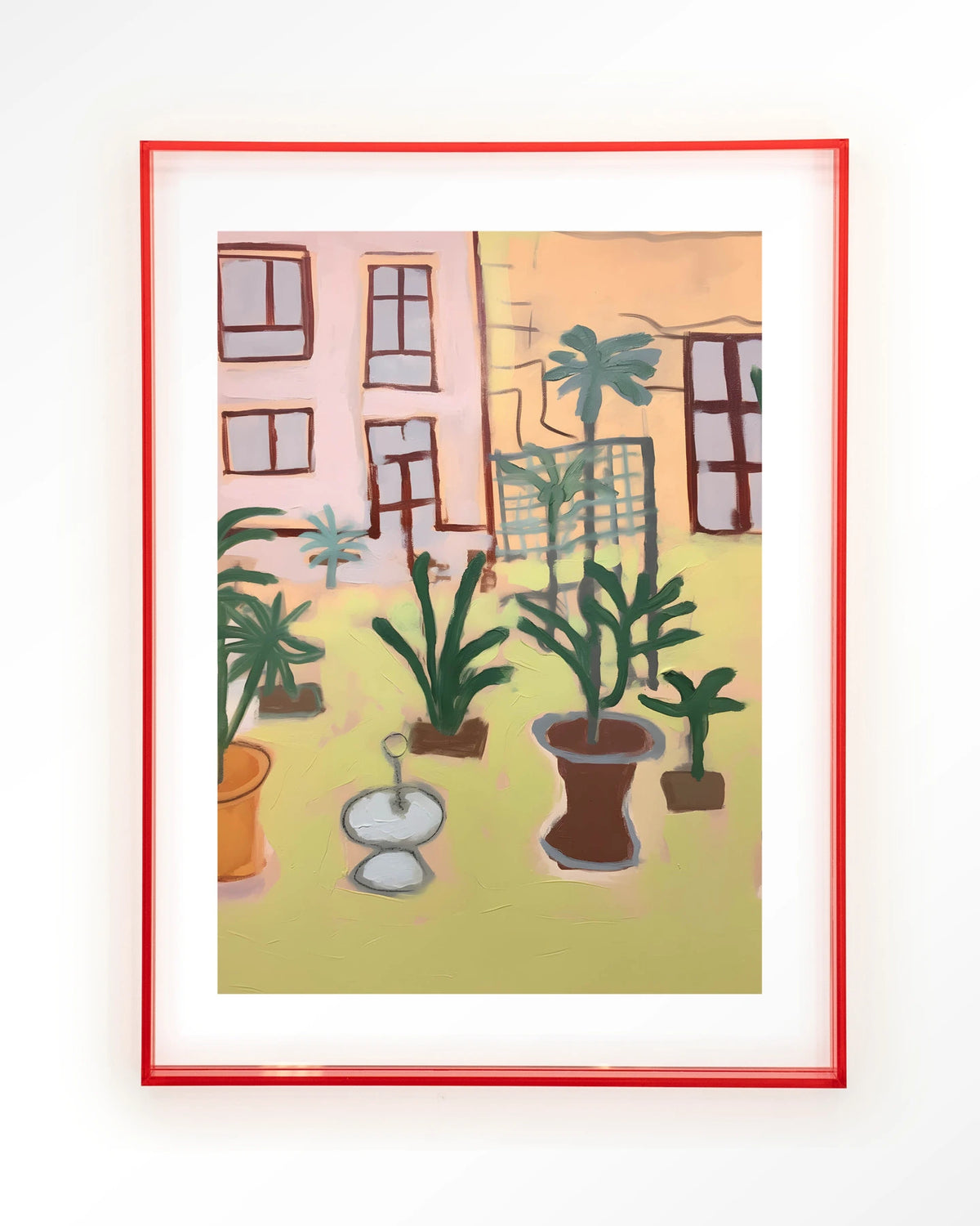 Boa Vista – potplanten in tuin – Art print – Acryl roze