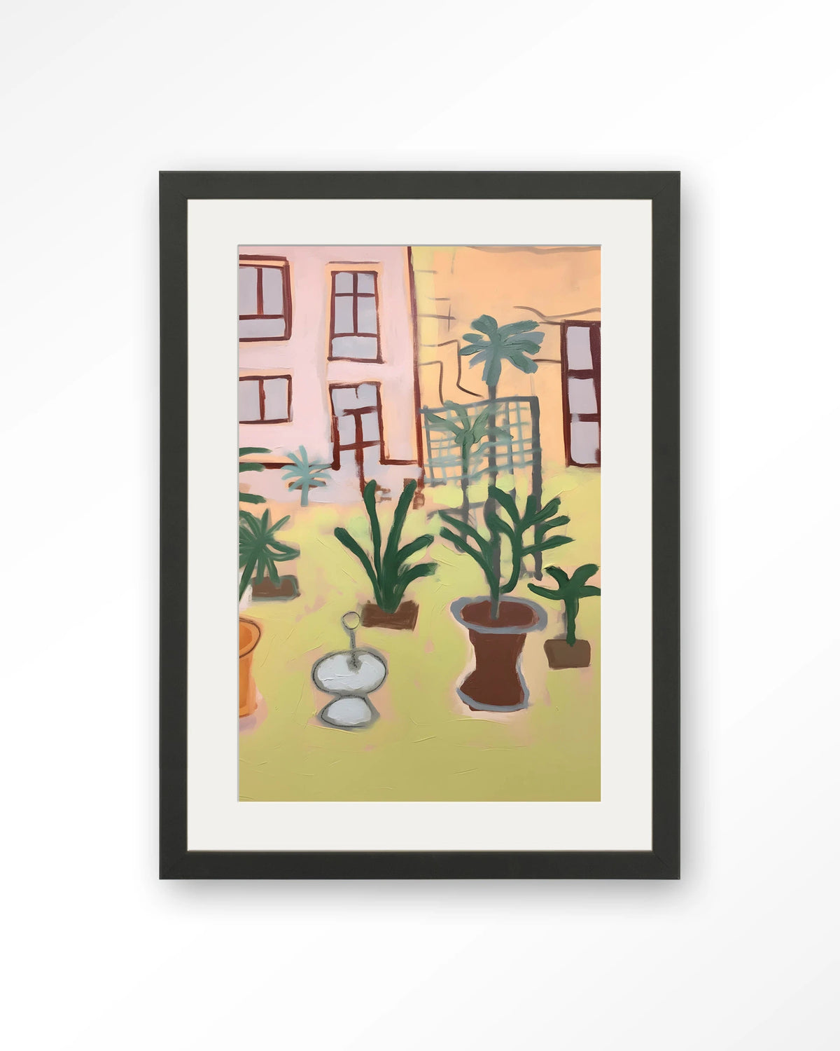 Boa Vista – potplanten in tuin – Art print – Hout zwart + passe-partout