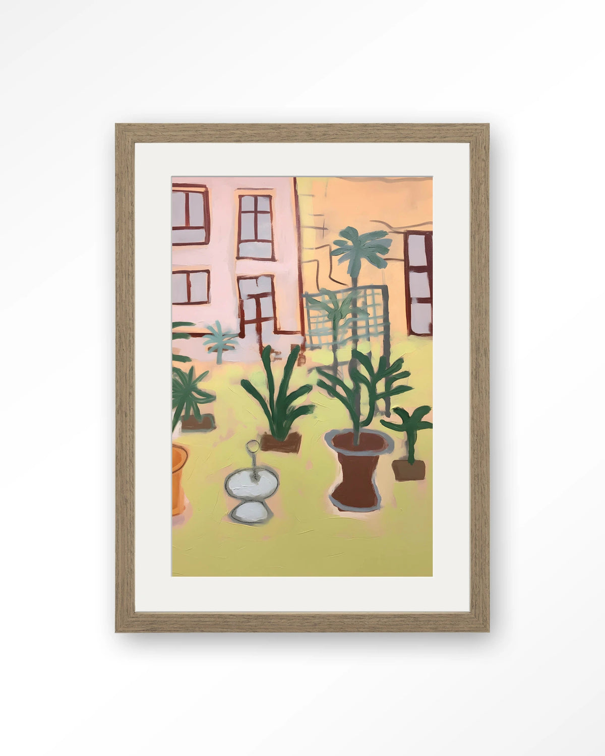 Boa Vista – potplanten in tuin – Art print – Hout bruin + passe-partout