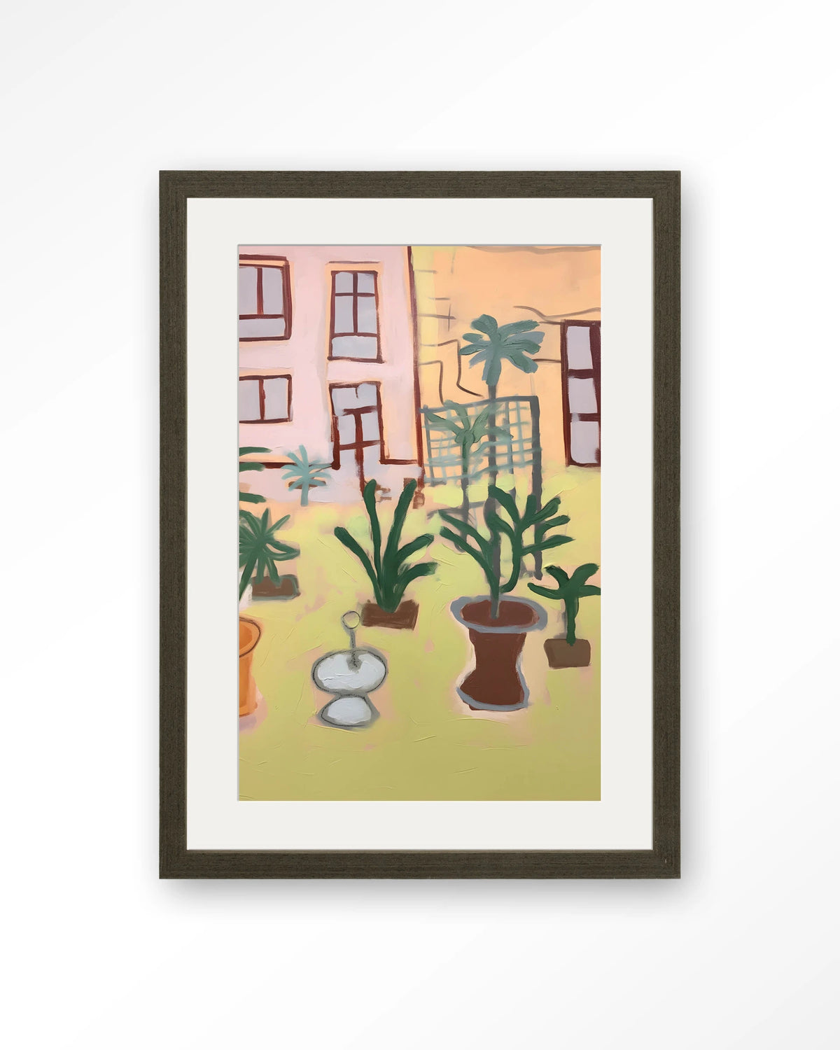Boa Vista – potplanten in tuin – Art print – Hout donkerbruin + passe-partout