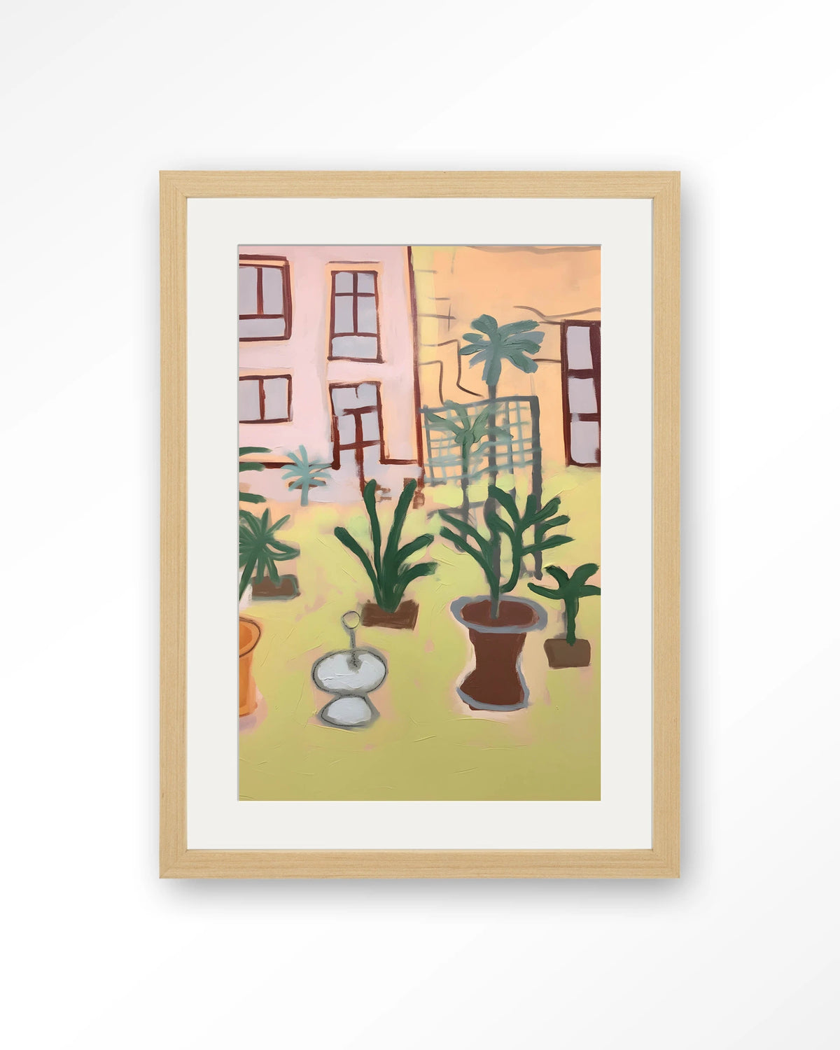 Boa Vista – potplanten in tuin – Art print – Hout naturel + passe-partout