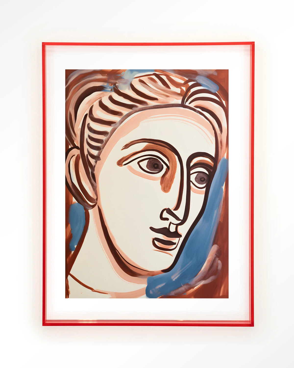 Hera – lijntekening van gezicht – Art print – Acryl roze
