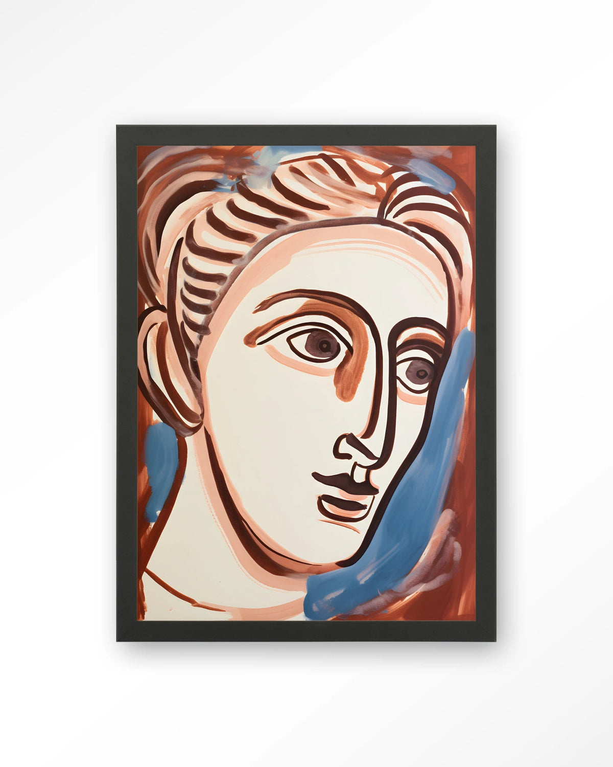Hera – lijntekening van gezicht – Art print – Hout zwart