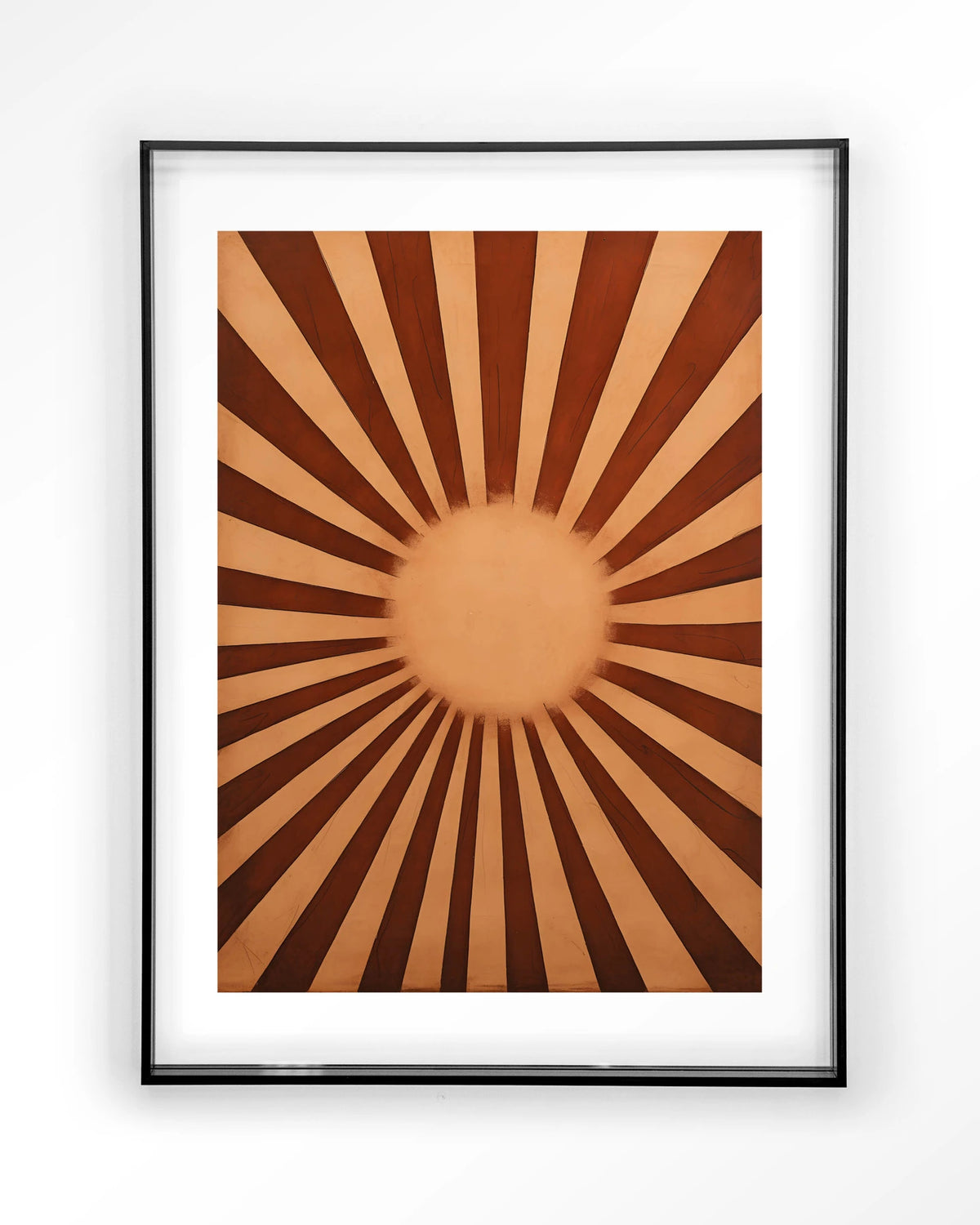 Sunny Side – zonnestralen in bruin – Art print – Acryl zwart