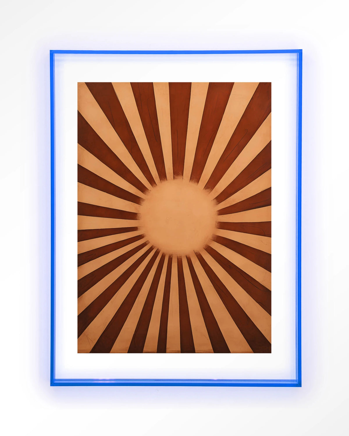 Sunny Side – zonnestralen in bruin – Art print – Acryl lichtblauw