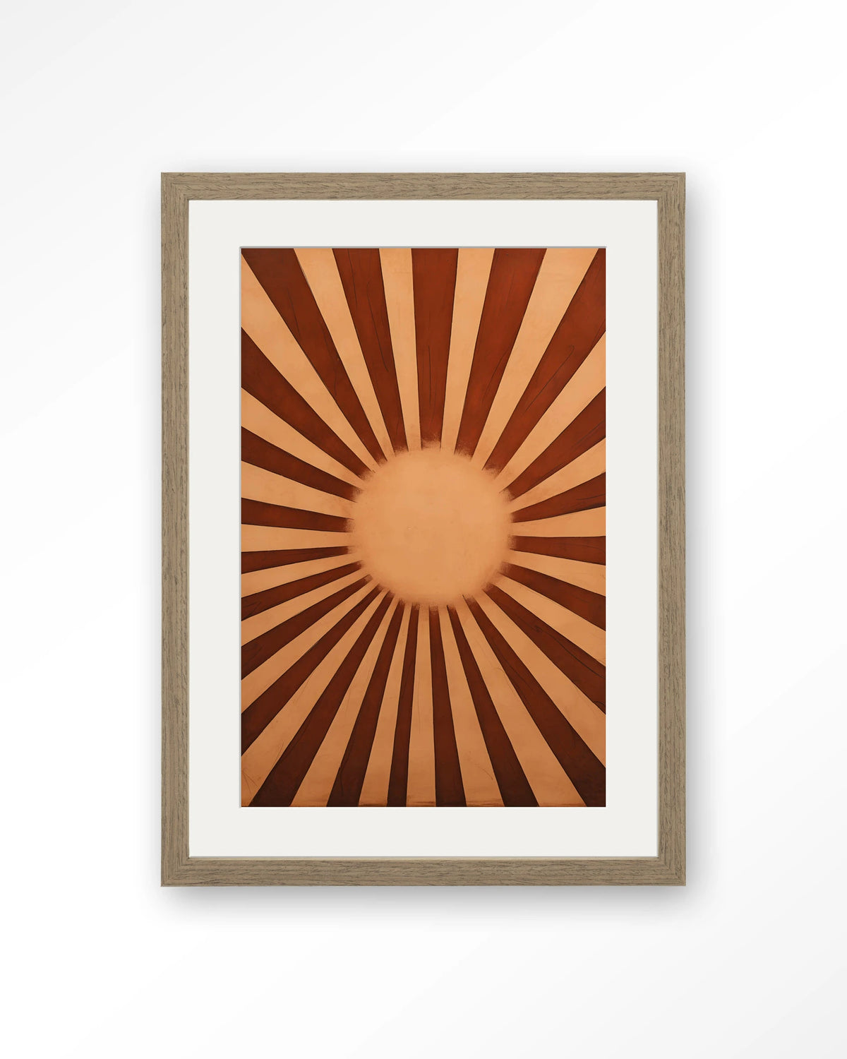Sunny Side – zonnestralen in bruin – Art print – Hout bruin + passe-partout