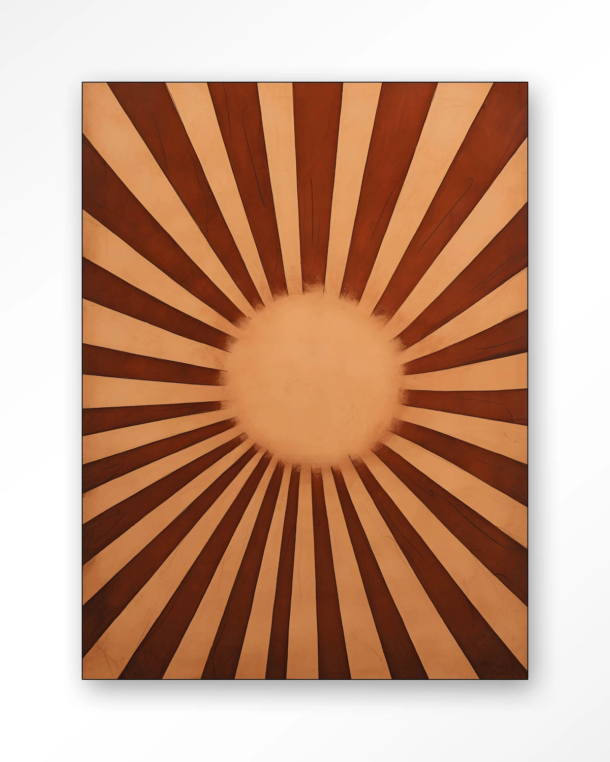 Sunny Side – zonnestralen in bruin – Wandkleed – Frame – zwart