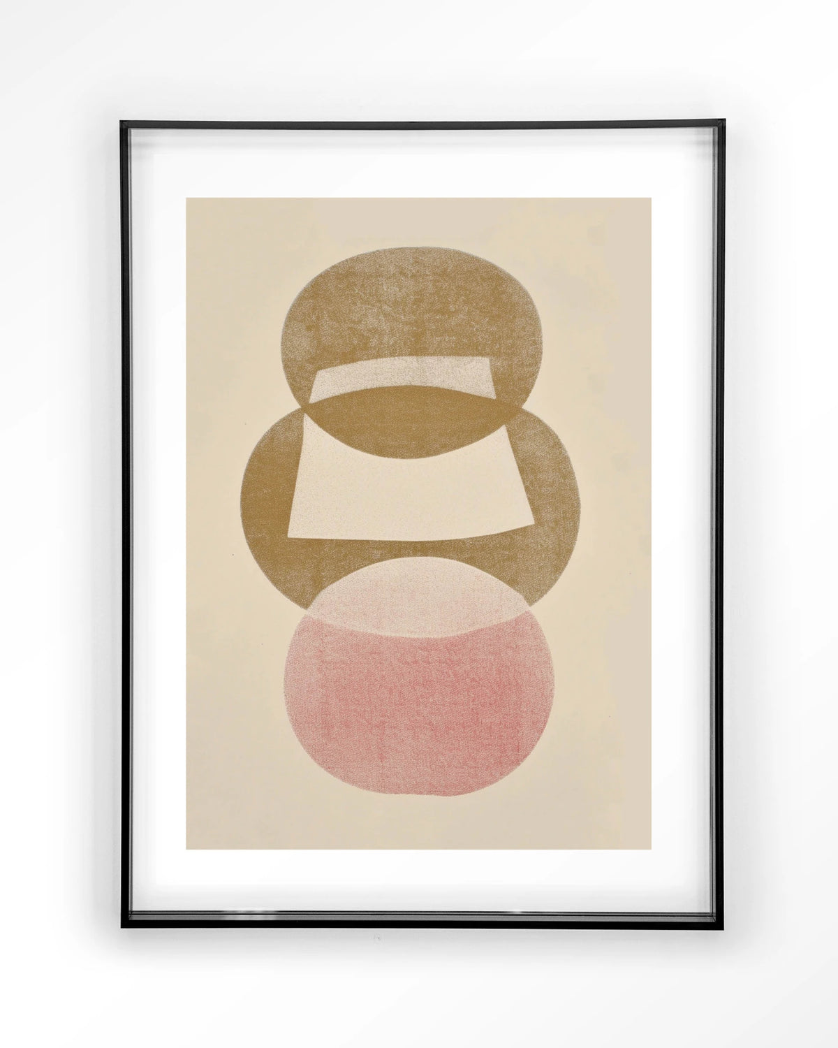 Figuras 1 – abstract in beige en roze – Art print – Acryl zwart